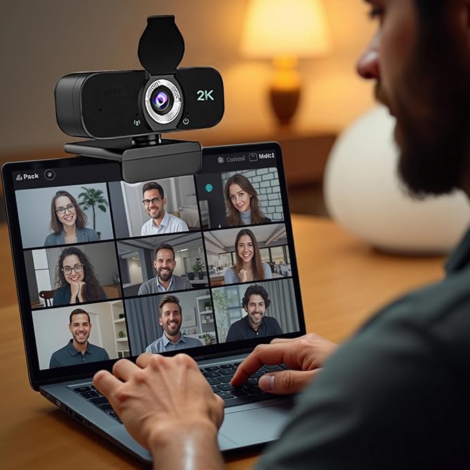 Built-in Microphones USB 2K Webcam with Tripod Plug-and-Play for Streaming and Video Conferences