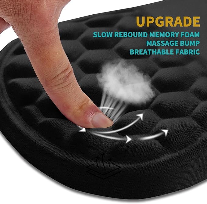Hokafenle Ergonomic Mouse Pad Wrist Support Wrist Rest Mousepad for Carpal Tunnel Pain Relief with Integrated Memory Foam Slope Massage Bulge (11.8x7.9 inchPolar Night