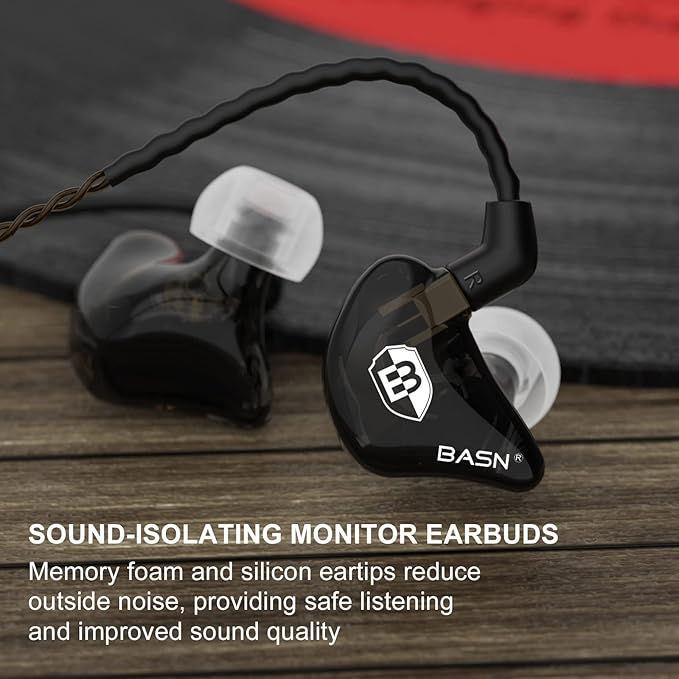BASN USB/XLR SL2000 Dynamic Microphone and Bsinger 2nd Generation Dual Dynamic Drivers in Ear Monitor Headphones Set for Podcast Live Streaming Gaming Recording