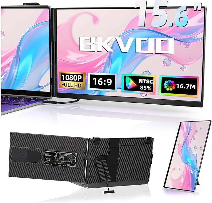 Laptop Screen Extender Dual Monitor - 15.6 Portable Monitor Detachable IPS 1080P FHD 85% NTSC Travel Screen USB-C HDMI Port Compatible with Wins Mac Chrome Dex Fits 13-17 Laptops