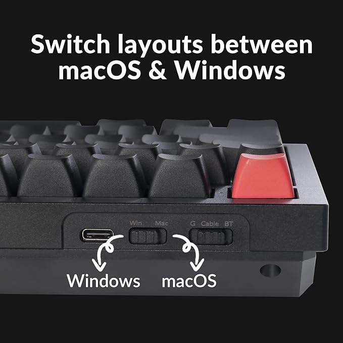 Keychron Q6 Max QMK/Launcher Wireless Bluetooth/2.4 GHz/USB-C Wired Custom Mechanical Keyboard Full Size Programmable Knob RGB Backlit Hot-Swappable Gateron Red Switch for Mac Windows Linux - Black