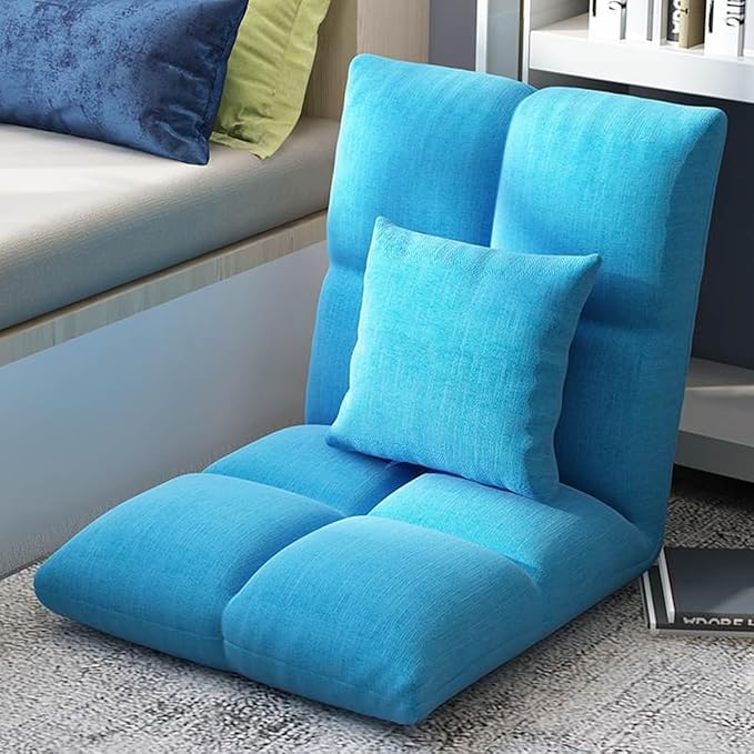 ELEFOCUS Floor Chair with 6 Adjustable Positions Folding Floor Gaming Chair with Pillow Meditating Floor Chair(/Blue)
