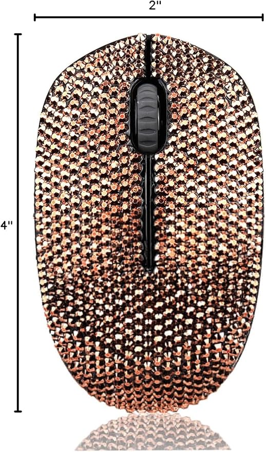 Bling Dazzling 2.4G Wireless Mouse Covered with Crystal Diamond Rhinestone for PC Tablet Laptop Notebook Great Gift idea for Her - Rose Gold
