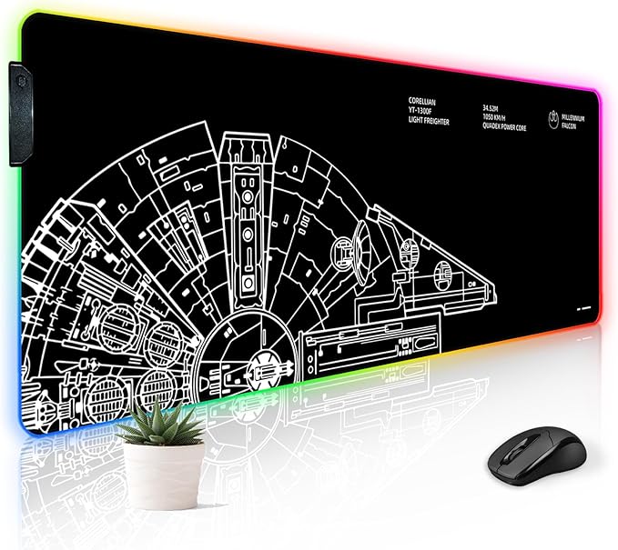 RGB Mousepad LED Desk Mat Gaming Large Keyboard Cute Desktop Computer Laptop 14 Light XXL Long Giant Big Cool Modern Design Unique for Men Boys Gamer Oversized Wide 30x12'' Mousepad Wars