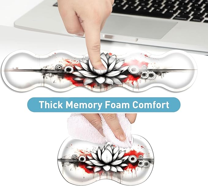 Keyboard Mouse Pad Set Extended Gaming Mouse Pad+Ergonomics Keyboard Wrist Rest Support Memory Foam Easy Typing Pain Relief 4Pcs XL Ultra Thick Desk MatLotus and Gears