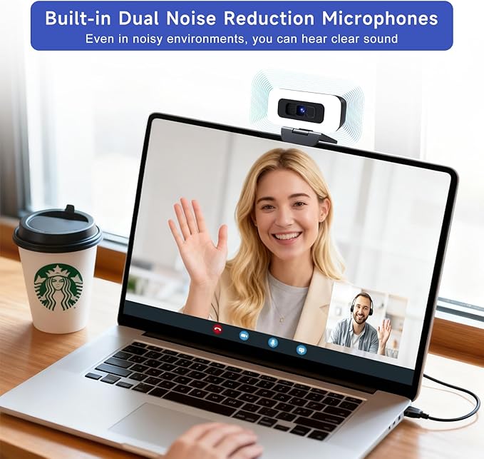 4K Webcam with Light Webcam for PC with Microphone USB Computer Camera for Desktop Web cam with Tripod Plug and Play Web Camera for Desktop Computer