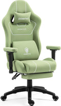 Dowinx Gaming Chair Tech Fabric with Pocket Spring Cushion Ergonomic Computer Chair with Massage Lumbar Support and Footrest Comfortable Reclining Game Office Chair 300lbs for Adult and Teen Green
