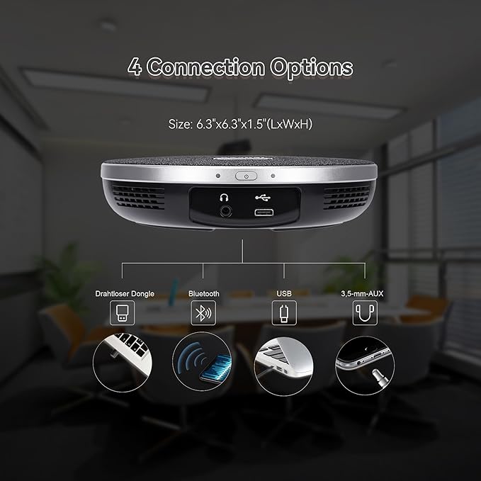 TONGVEO Conference Room Camera System 4K UHD 3X Optical Zoom 93° Ultra-Wide FoV USB3.0 PTZ Camera and Wireless Bluetooth Speakerphone with Microphones Works with Zoom OBS Skype Teams and More