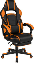 Flash Furniture X40 Gaming Chair Racing Ergonomic Computer Chair with Fully Reclining Back/Arms Slide-Out Footrest Massaging Lumbar - Black/Orange