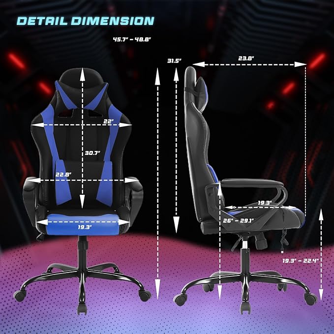 PayLessHere High Back Gaming Chair PC Computer Chair with Lumbar Support Arms Headrest Executive Racing Style Ergonomic Office Chair with Adjustable Rolling Swivel PU Leather Desk Chair