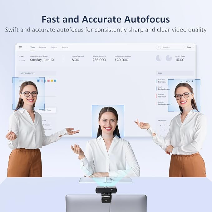 NexiGo HelloCam Pro Webcam with Windows Hello 1080P 60FPS Autofocus True Privacy Automatic Electronic Shutter Computer Camera Microphone Facial Enhancement HD USB Web Cam
