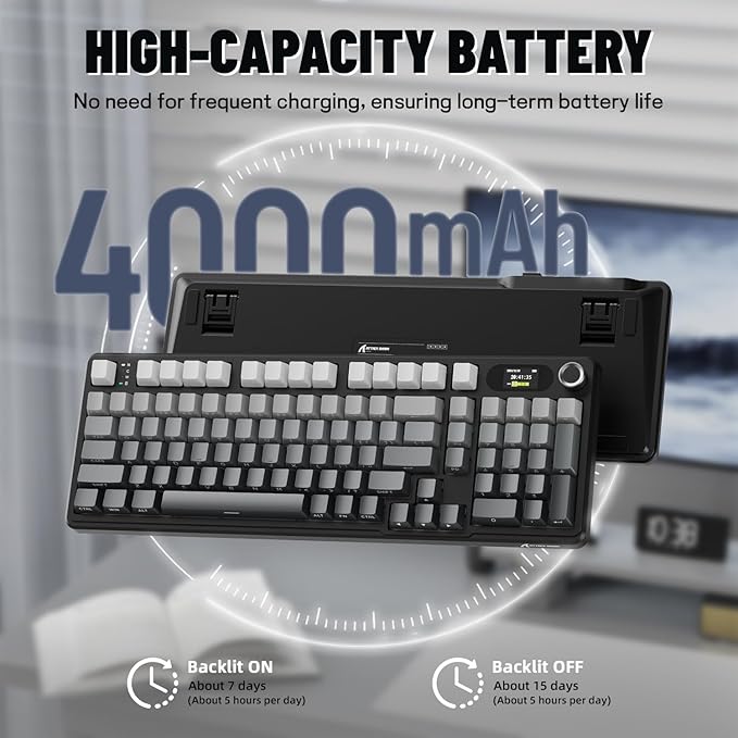 MAMBASNAKE Attack Shark X98 Pro Wireless Mechanical Keyboard with Screen &amp Knob2.4G/USB-C/BT5.0 Gasket Hot Swappable Creamy Keyboard102 Keys Web Driver RGB Gaming Keyboard for PC/Mac/PS4/Xbox