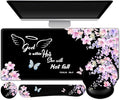ARTSO Large Mouse Pad Ergonomic Keyboard Wrist Rest Support Combo Psalm 46:5 God is Within Her She Will not Fall -Bible Verse Flower Butterfly Extended Desk Mat Blotter