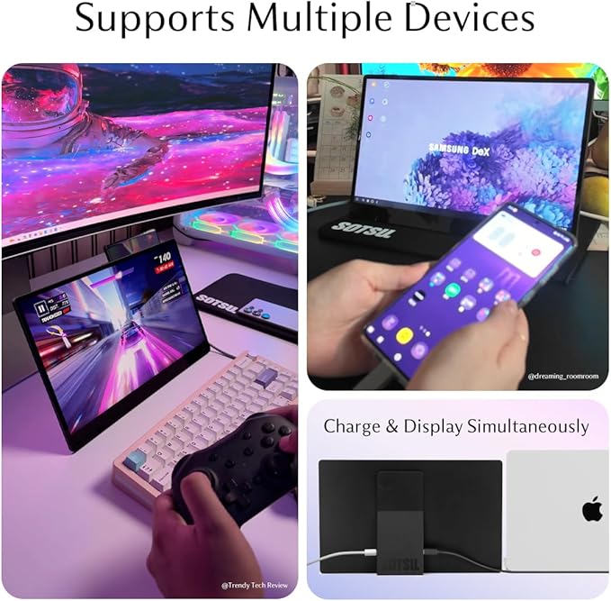 SOTSU FlipAction Go 14 Premium Portable Monitor | Full HD 1080p | 400 Nits | 100% sRGB | Robust yet Lightweight | Pivoting Landscape &amp Portrait Display | Tempered Glass Cover | USB-C &amp Mini H