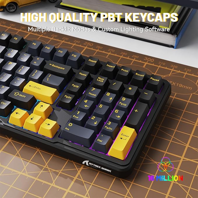 MAMBASNAKE Attack Shark X98 Wireless Mechanical Keyboard with NumpadGasket Mount Hot-Swap Pre-lubed Linear SwitchBT 5.0/2.4G/WiredRGB Backlit Computer Gaming Keyboards for PC/Tablet/PS5/Xbox-Black
