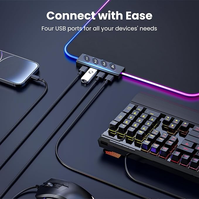 BladeHawks RGB Gaming Mouse Pad with 4Port USB Hub 14 Lighting Modes Oversize Anti-Slip Rubber Base Waterproof Coating Mouse Mat for Desk Laptop Computer PC Games Office