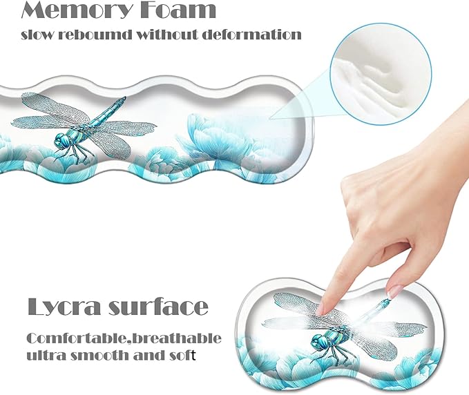 Ergonomic Keyboard Wrist Rest &amp Mouse Pad Wrist Rest SetXL Gaming Desk Mat 31.5x 11.8Non-Slip BaseMemory FoamEasy Typing Pain Relief for Office &amp HomeDragonfly Blooming Flower