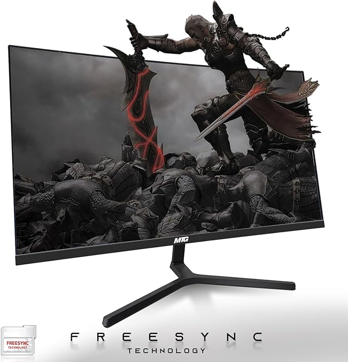 MTG 27 Curved Monitor Full HD 1080P Frameless Screen HDMI DP USB Audio Low Motion Blur VESA Mount Webcam with Wireless Keyboard Mouse &amp Soundbar Computer Monitor for Gaming Home and Office