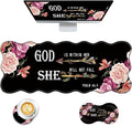 Mouse Pad with Wrist Support + Desk Mat + Coaster 3 in 1 Set XL Large Gaming Mousepad Ergonomic Mouse Pads for Desk Computer Laptop OfficeFlower Bible Verse Psalm 46-5