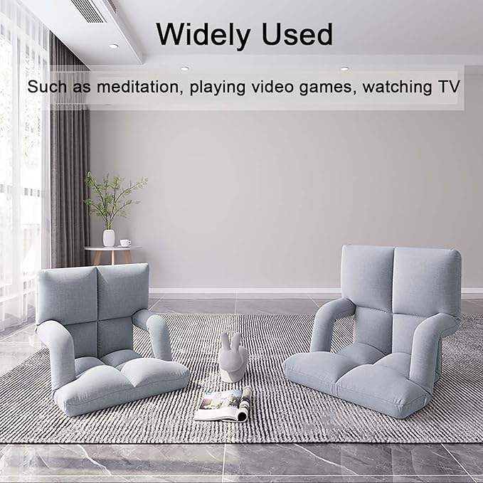 Adjustable 6-Position Floor ChairLazy Sofa Chair with Back SupportFolding Chaise Lounge Sofa Chair with ArmrestPadded Comfy Recliner Gaming Chairs for Living Room Bedroom (Red)