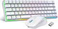 Snpurdiri 60% Wireless Gaming Keyboard and Mouse ComboLED Backlit Rechargeable 2000mAh BatteryMini Mechanical Feel Anti-ghosting Keyboard +Popular RGB Gaming Mice for PC Gamer (White)