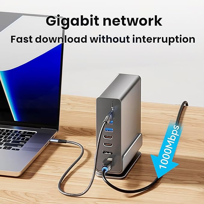 【15-in-1 USB C Hub &amp Vertical Docking Station 3 Monitors】 Dual Monitor 2 HDMI and Triple Monitor Includes DP10Gbps USB 3.2 SD/TF Gigabit Ethernet -for Dell/HP/Lenovo MacBook/SurfacePhone ect.