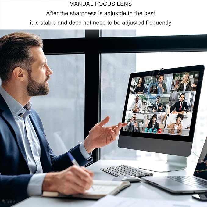 1080P HD USB Web Eye Interaction Webcam for PC Laptop with Built in Noise Reduction Microphone Ideal for Video Conferencing and Recording