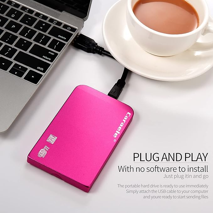 Portable SATA External Hard Drive HDD 500GB 1TB 2TB USB3.0 Ulra-Fast File Transfers for Windows Mac and Linux (2TB Red)