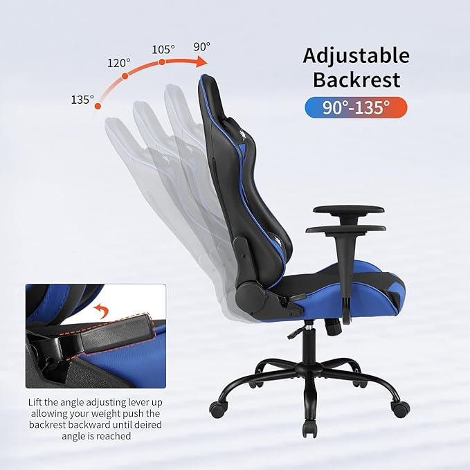 Gaming Chair Ergonomic Office Chair Racing Executive Ergonomic Adjustable Swivel Task ChairBlue