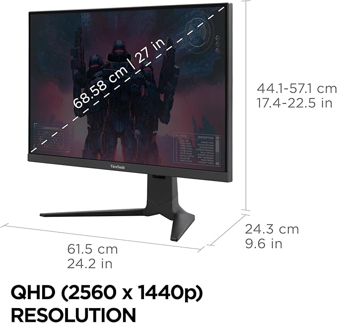 ViewSonic XG2736-2K 27 Inch 1440p IPS Gaming Monitor with 240Hz 0.5ms FreeSync Premium NVIDIA G-Sync Compatible RGB Lighting Advanced Ergonomics HDMI DP and 65W USB-C Inputs