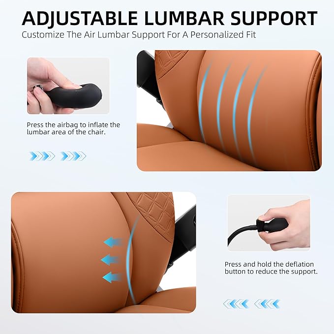 Office Chair 5D Flip Arm Ergonomic Desk Chair with Adjustable Lumbar Support for Back Pain Extra Wide 500LBS Comfy Big and Tall Office Chair Executive Leather Computer Game Chair for Heavy People