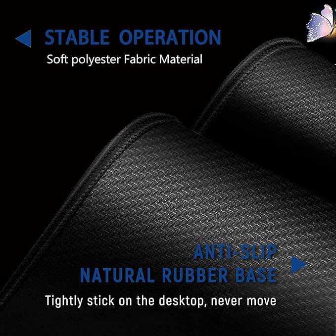 Large Mouse Pad + Keyboard Wrist Rest Set Extended Gaming Mousepad (31.5X11.8 inch) Ergonomics Memory Foam Mouse Wrist Rest Support African Americans Women with Butterflies Black XXL Desk Pad