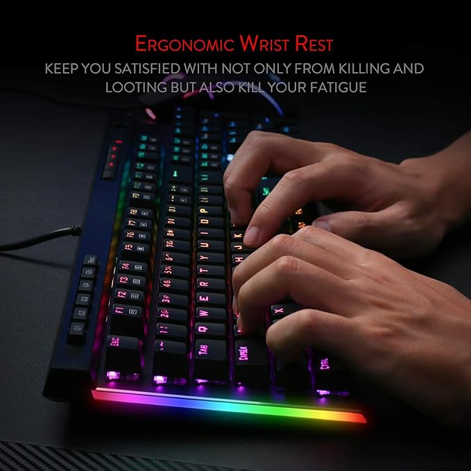 Redragon K580 VATA RGB LED Backlit Mechanical Gaming Keyboard with Macro Keys &amp Dedicated Media Controls Hot-Swappable Socket Onboard Macro Recording (Blue Switches)