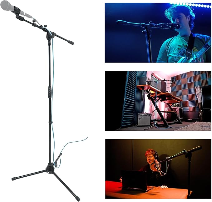 Rockville RMM-XLR Bundle: (2) Dynamic Cardioid Metal Microphones with 10' XLR Cables (2) RVMIC1 V2 Pro Tripod Microphone Stands with Telescopic Boom Metal Joints 4-items