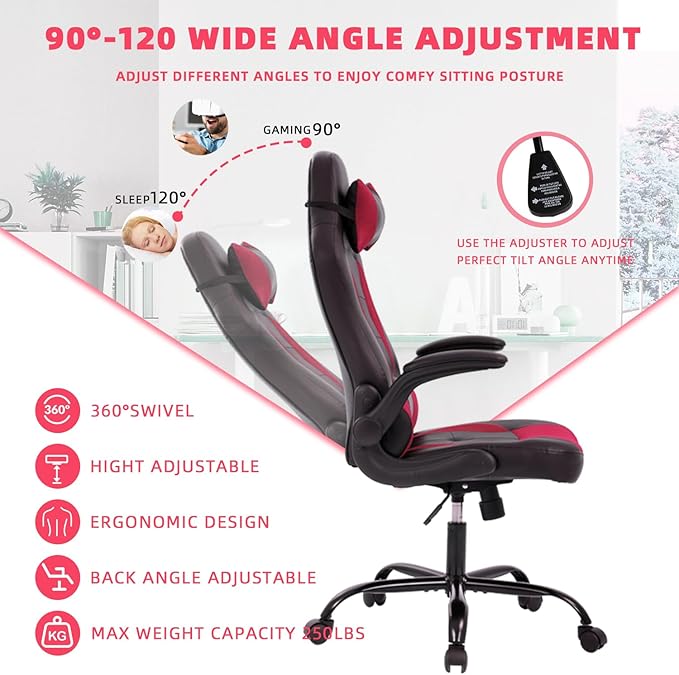 Gamer Chair PC Gaming Chairs for Adults Computer Chair Massage Chair Computer Chairs Video Game Chair for Adults Chair Gaming with Lumbar Support and Headrest for Adults Women Men