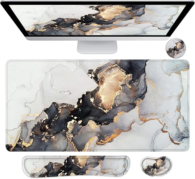 LATEEFAH Large Mouse Pad and Keyboard Wrist Rest Desk Pad for Keyboard and Mouse Extended Gaming Mouse Pad with Wrist Support Waterproof Non-Slip Desk Mouse Mat for Office Home