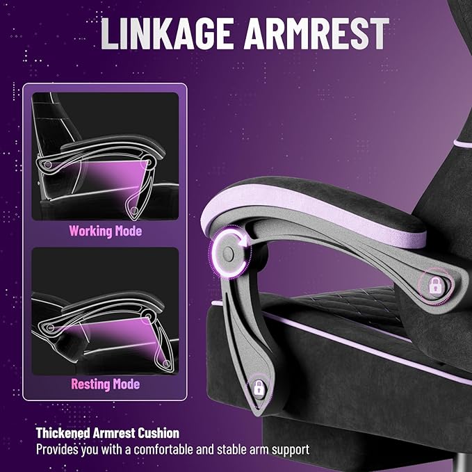 Soontrans Velvet Fabric Gaming Chair Racing Office Computer Desk ChairErgonomic Gamer Chair for Adult High Back Comfortable Video Game Chair with Footrest and Massage Lumbar Cushion
