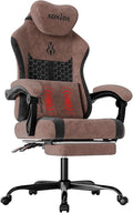 SUKIDA Fabric Video Gaming Chair Ergonomic High-Back Computer Game Chairs with Large Massage Adjustable Lumbar Support Headrest and Linked Armrests for Long Hours Sitting Task Chair Brown