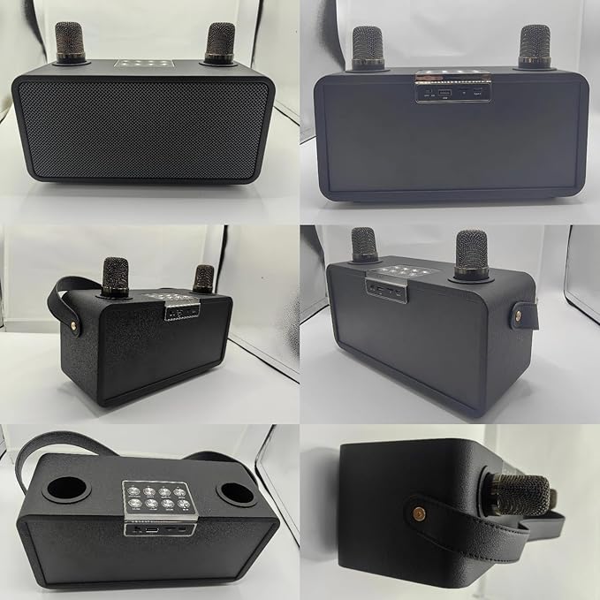 Karaoke Machine for Adults &amp Kids Portable Bluetooth Speaker with 2 Wireless Karaoke Microphones PA System with Echo Adjustment Support Bass/FM/USB/TF for Home Party