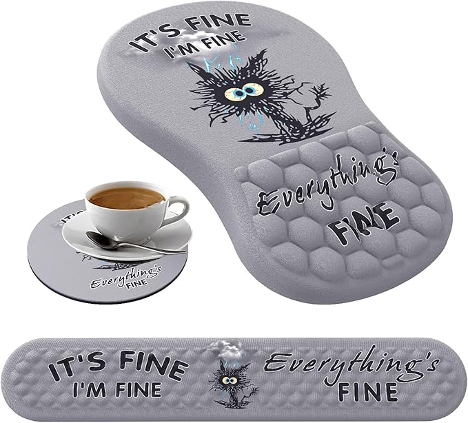 L-SPOUTTO Mouse PadLarge Cute Desk Mat4 in1 XXL Mousepad + Keyboard Wrist Rest+Mouse Pad Wrist Rest+Coaster Set with Ergonomic Desk Pad for Laptop Desktop Office