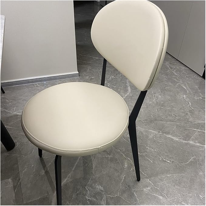 Adjustable Office Computer Chair with Armrest Leather Dining Chair Home Furniture Restaurant Dining Chair Creative Household Dining Chair(White-Orange)