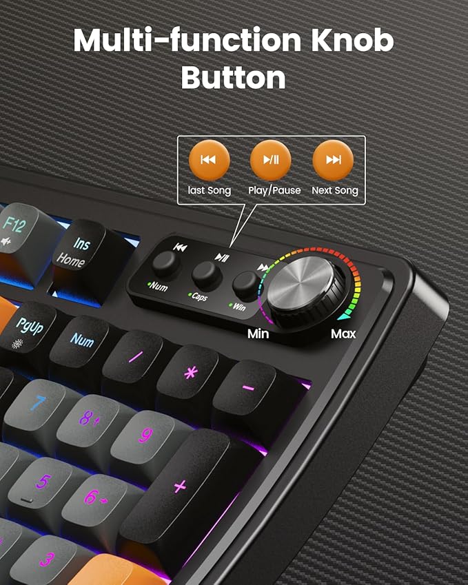 SABLUTE Gaming Keyboard and Mouse Quiet Membrane Keyboard with RGB Backlit Mechanical Feel PC Gaming Keyboards Multimedia Knob Anti-Ghosting Ergonomic Wrist Rest &amp 3200 DPI Mouse for Gamer/Off