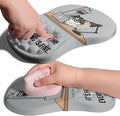 Ergonomic Joint Wrist Support Mouse Pad with Memory Foam Cushion Massage Bump Carpal Tunnel Pain Relief Mousepad Slope Design for Wrist Rest 11.8x7.9 in Funny Coffee Cat