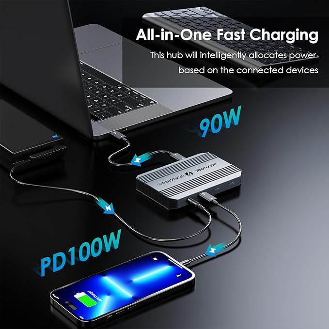 Thunderbolt4 Hub Dual Monitor WAVLINK Thunderbolt4 Hub with 3* Thunderbolt 4 Port 100w PD in USB-A 10Gb for MacBook Pro/Air M1 M2 M3 Thunderbolt 4/3 Laptop