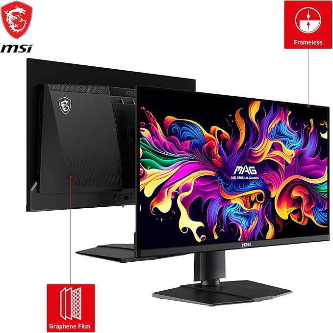 msi MAG 271QPX QD-OLED 27 OLED Gaming Monitor 2560 x 1440 (QHD) 0.03ms Response time 360Hz True Black HDR 400 HDMI DP Port USB Type C Tilt Height Black