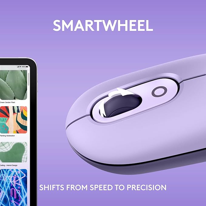 Logitech POP Mouse Wireless Mouse with Customizable Emojis SilentTouch Technology Precision/Speed Scroll Compact Design Bluetooth Multi-Device OS Compatible - Cosmos