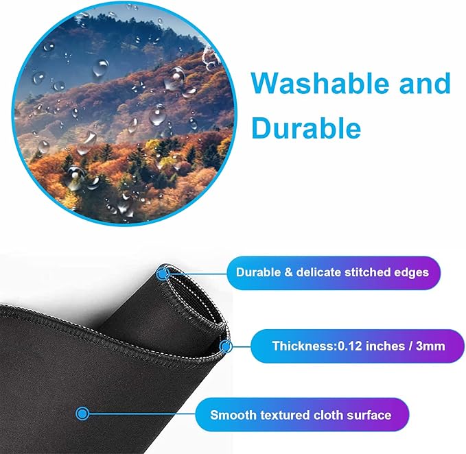 Large Extended Gaming Mouse Pad with Stitched Edges Non-Slip Waterproof Rubber Base Mouse Pad for Office Computer Keyboard Laptop and Home Desk Pad 35.4 x 15.7 x 0.12 Inch (Mountain Landscape)
