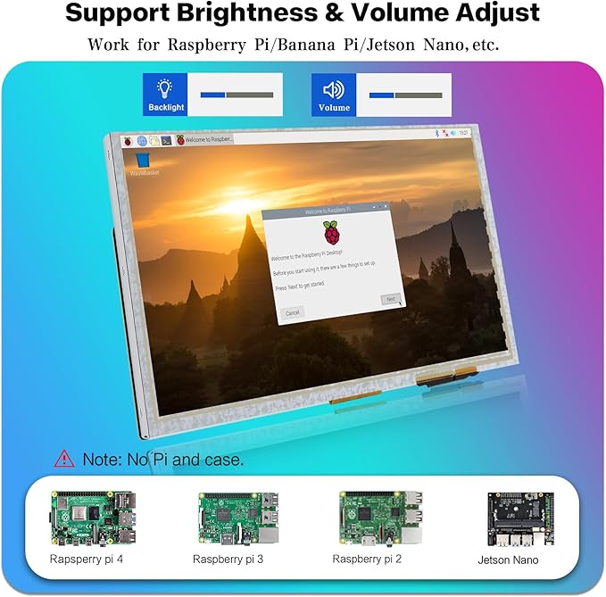 9 Inch Touch Screen Monitor with 1024x600 IPS Screen Mini Monitor for Raspberry Pi Laptop PC (Sliver