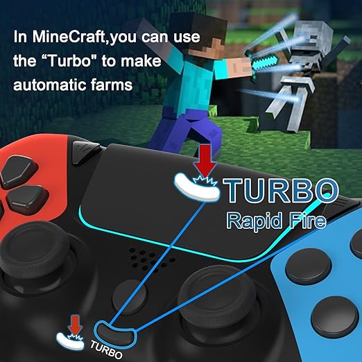 Enstixsm Upgraded for Luna Controller with Back PaddlesTurboWireless Fire TV Game Controllers for PCGeForce NOWFirestickReplacement for Luna Gamepad with ALPS JoystickNo Drift Stick Blue and Re