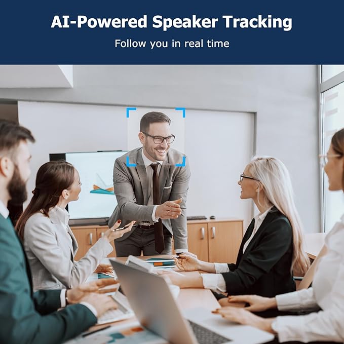 Conference Room Camera All-in-One 4K Webcam with Microphone and Speaker AI Tracking and Auto Framing Wide Angle of View Plug and Play USB Webcam for PC Mac Meetings Teams Zoom &amp Webex